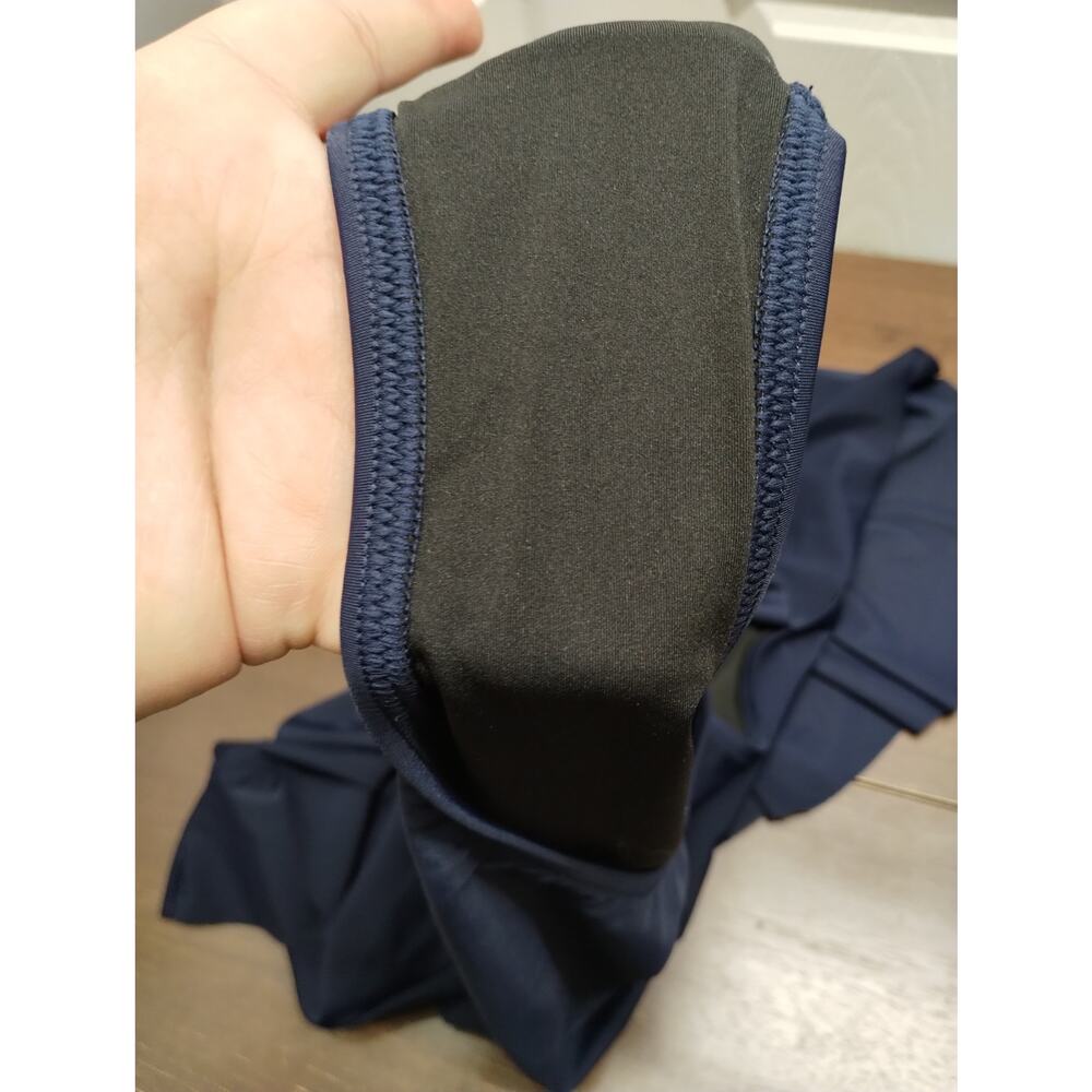 J. Crew Womens Size XL Navy Blue One-Shoulder Ruffle Neck One-Piece Bathing Suit - Picture 5 of 9